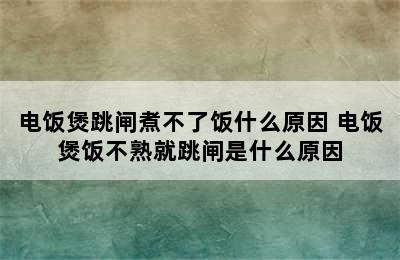 电饭煲跳闸煮不了饭什么原因 电饭煲饭不熟就跳闸是什么原因